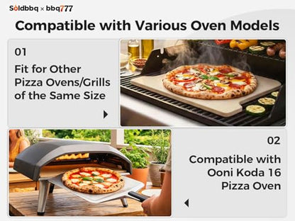 Pizza Stones Replacement Parts for Ooni Koda 16 Gas Oven, 28mbar Outdoor Propane Pizza Oven Cordierite Baking Stones for Ooni Pizza Stones Accessories for Bread