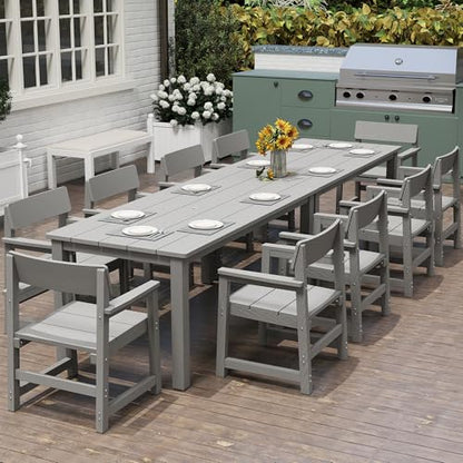 Jocoevol 12-Piece HIPS Patio Dining Set for 10 Person Outdoor Dining Sets with Umbrella Hole Tables and Chairs Furniture Set All Weather Proof for Garden, Backyard, Poolside