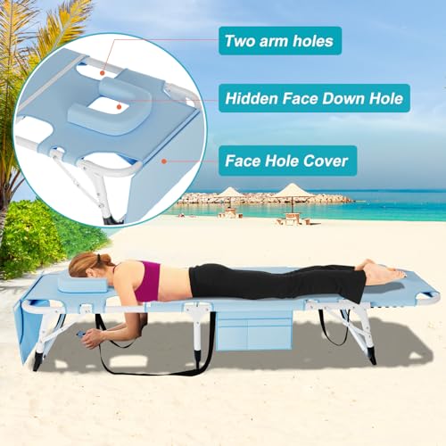 ABORON 3-in-1 Tanning Chair, 5-Position with Face and Arm Holes