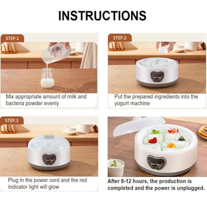 Cowenhey Yogurt Maker, Automatic Digital Yoghurt Maker Machine with 5 Glass Jars 42 Ozs, with Constant Temperature Control for Home Organic Yogurt, Cheese, Fruit Wine (No Cups)