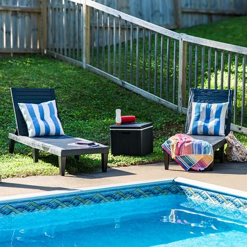 Sunnydaze 5-Position Outdoor Adjustable Chaise Lounge Chair - UV- and Weather-Resistant Polypropylene Resin - Wood-Look Design - Black