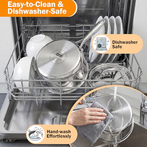 Cooks Standard Multi-Ply Clad Stainless Steel Saucepan with Lid, Sauce Pan Kitchen Induction Pot, Dishwasher & Oven Safe, Compatible with All Cooktops, 3-Quart