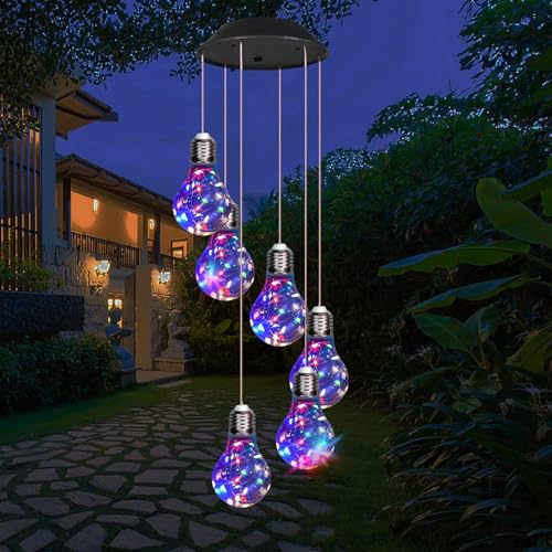 Solar Outdoor Lights Hanging Wind Chimes Bulb 4th of July Decorations Garden Lights LED Waterproof Solar Security Light Yard Decor Led Light Cool Stuff Fourth of July Decorations Birthday Gifts