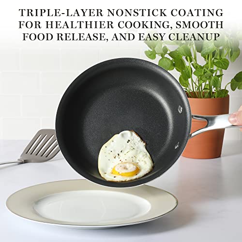 Martha Stewart Lockton Premium Nonstick 10 Piece Enamel Heavy Gauge Aluminum Pots and Pans Cookware Set - Grey