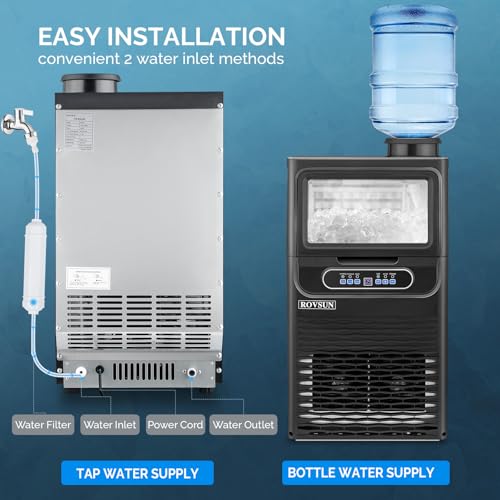 ROVSUN 70LBS/24H Countertop Ice Maker with 2 Water Inlets, ETL Certified