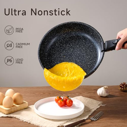 JEETEE Cookware Set (6 Essential Pots & 19 Accessories), Nonstick Pots and Pans with Detachable Handle for Induction Cooking, RV Kitchen Space Saving, PFAS Free, Black