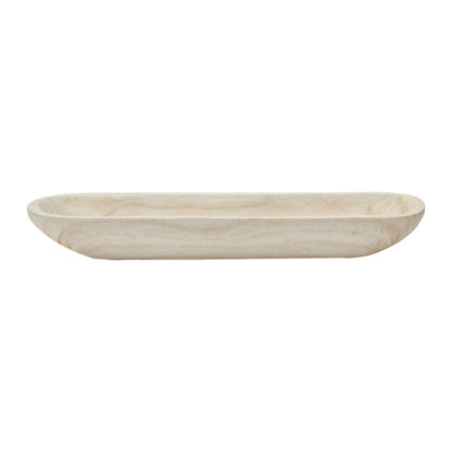 Creative Co-Op Decorative Paulownia Wood Tray, White