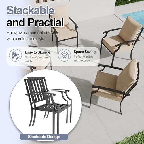 ASJMR 10 Piece Outdoor Dining Set for 8, Patio Table and Chairs Set with Umbrella, Metal Patio Furniture Set with 2 Swivel Chairs, Outdoor Table and Chairs with Cushions for Lawn, Garden, Yard-Sand