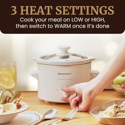 Elite Gourmet MST-250XW Electric Ceramic Slow Cooker, Adjustable Temp