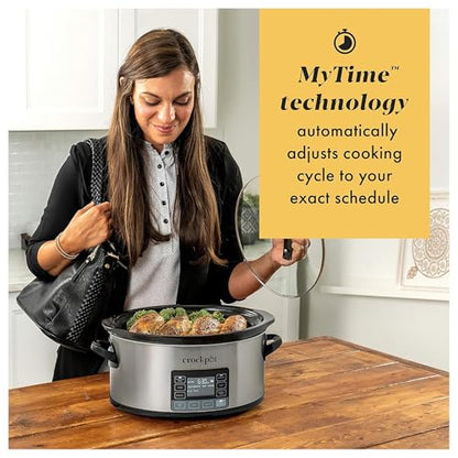 Crock-Pot MyTime Technology 6 Quart Programmable Slow Cooker and Food Warmer with Digital Timer, Stainless Steel (2137020)