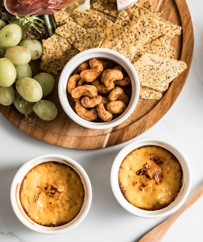 MISSYSSIM Ramekins 6 oz with Lids Oven Safe, Small Creme Brulee Ramekins with Covers, Ceramic Ramekin Set of 4, Mini Prep Pinch Bowls - Dishwasher and Oven Safe, White