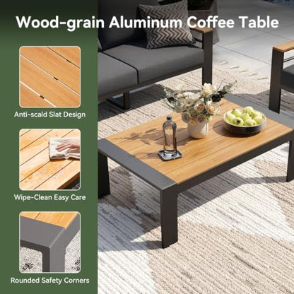 Aoxun Patio Furniture Set, Aluminum Outdoor Furniture with Oversized Seats