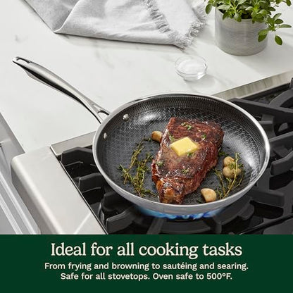 Cuisinart FusionElite+ Hybrid Tri-Ply Stainless Steel Skillet, 10″ Skillet Frying Pan with PURELYSEAR Ceramic Technology, Scratch Proof, Cool Grip Handles, Dishwasher Safe