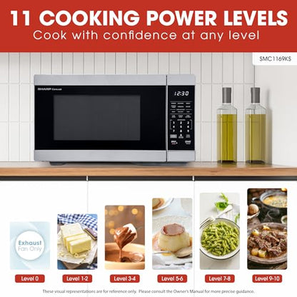 SHARP Countertop Microwave Oven Compatible with Alexa Orville Redenbacher's Certified with Removable 12.4" Carousel Turntable, 1000 Watt, 1.1 Cubic Feet, Stainless Steel