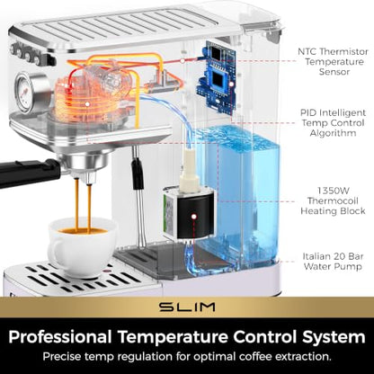 CHULUX Slim Espresso Machine with Milk Frother for Home Latte, Lavender