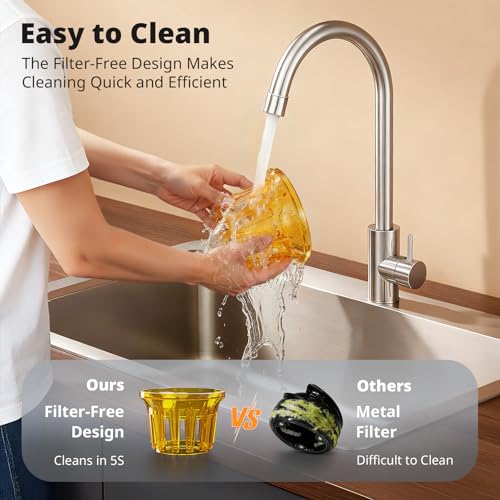 AIRMSEN Juicer Machines, 5.8" Feed Chute Cold Press Juicer for Whole Fruit and Vegetable, 2.2 qt Auto-Feed Time-Saver, 7+1-Stage New Upgraded Auger Slow Masticating High Yield, Easy to Clean Black