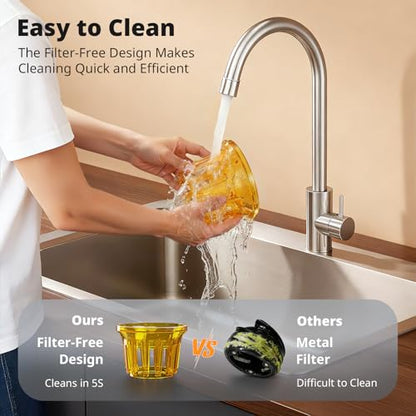 AIRMSEN Juicer Machines, 5.8" Feed Chute Cold Press Juicer for Whole Fruit and Vegetable, 2.2 qt Auto-Feed Time-Saver, 7+1-Stage New Upgraded Auger Slow Masticating High Yield, Easy to Clean Black
