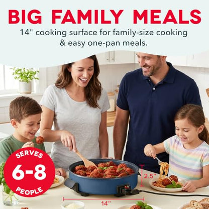 DASH Family Size Electric Skillet with Lid, 6-Quart Ceramic, Navy