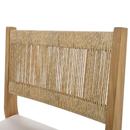CKLMMC Modern 5 Pieces Patio Dining Table Set, Acacia Wood Dining Table and 4 Chairs,Outdoor Indoor Furniture Set for Garden, Backyard, Balcony (Beige)