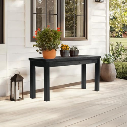 VINGLI Outdoor Wooden Bench, 40” Porch Bench Outdoor Backless Garden Bench, Small Outdoor Bench for Deck Patio Entryway (Black, 40in)