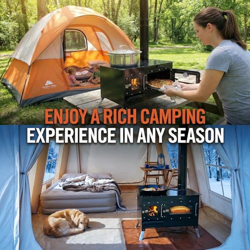Trailblazer Cookstove – Wood Fired Stovetop with Oven for Off-Grid Living, Camping, RV, Hunting, Prepping, Emergency Heat & Cooking