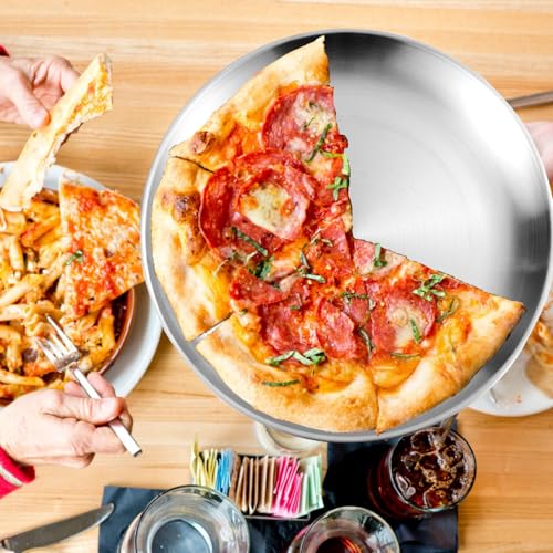 3Pack Stainless Steel Pizza Pan for Oven Personal Pizza Pans, 9 Inch, 10 Inch, 12 Inch Stainless Steel Pizza Pan Set, 3 Sizes Round Pizza Baking Pan for Pizza Cookies, Non-toxic and Durable,Oven Safe