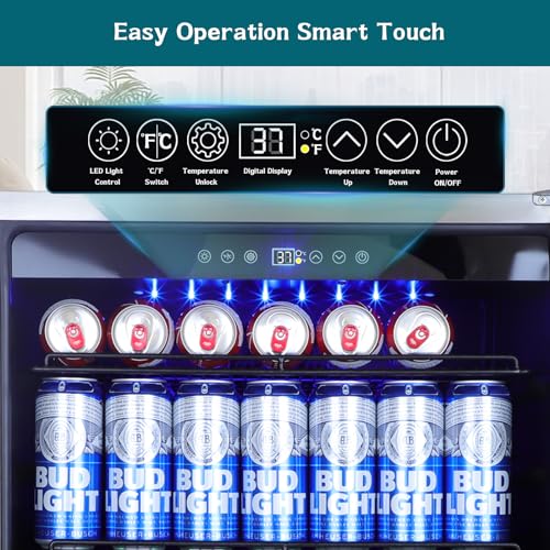 ORYMUSE 24" Outdoor Beverage Cooler Fridge - Undercounter Refrigerator, Stainless Steel Seamless Door - Holds 180 Cans, Powerful Cooling Compressor - Patio Kitchen, Commercial Use