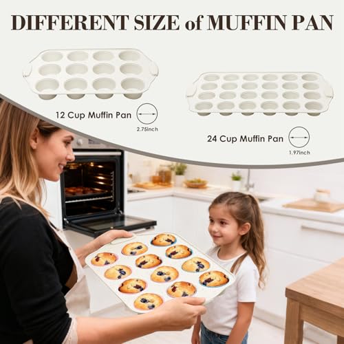 Baking Pans Set Nonstick, Stackable Bakeware Sets with Silicone Handles, AIVIKI 22 Pieces Oven Pan for Cooking Including Baking Cookie Sheet with Rack, Roast Pan, Cake Pan, Loaf Pan, Muffin Pan, Cream