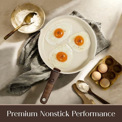 CAROTE 22Pcs Titanium Cookware Set, Pots and Pans Set Non Stick, Kitchen Cooking Set with Detachable Handle, Non Toxic Induction Cookware, Dishwasher/Oven Safe, Brown