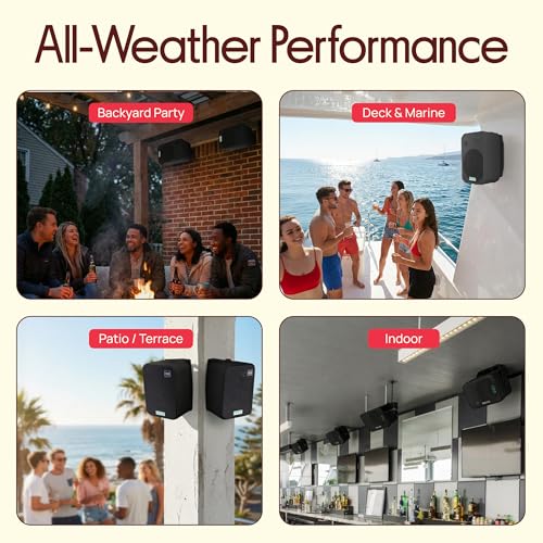 Dual Waterproof Outdoor -Speaker System - 6.5 Inch Pair of Weatherproof Wall / Ceiling Mounted -Speakers Heavy Duty Universal Mount - Use in the Pool, Patio, Indoor - Pyle PDWR50B (Black)