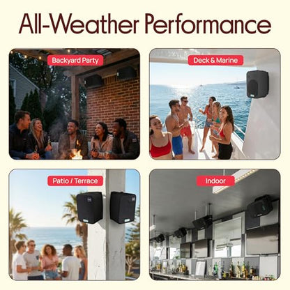 Dual Waterproof Outdoor -Speaker System - 6.5 Inch Pair of Weatherproof Wall / Ceiling Mounted -Speakers Heavy Duty Universal Mount - Use in the Pool, Patio, Indoor - Pyle PDWR50B (Black)