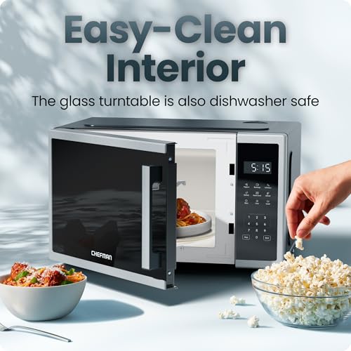 Chefman Countertop Microwave, 0.9 Cu Ft, 900W, Stainless Steel