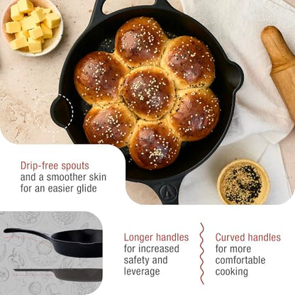 Victoria 10-Inch Cast Iron Skillet, Pre-Seasoned Cast-Iron Frying Pan with Long Handle, Made in Colombia