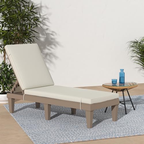 Best Choice Products Outdoor Lounge Chair, Resin Patio Chaise Lounger for Poolside, Backyard, Porch w/Seat Cushion, Adjustable Backrest, 5 Positions, 330lb Capacity - Brown/Ivory