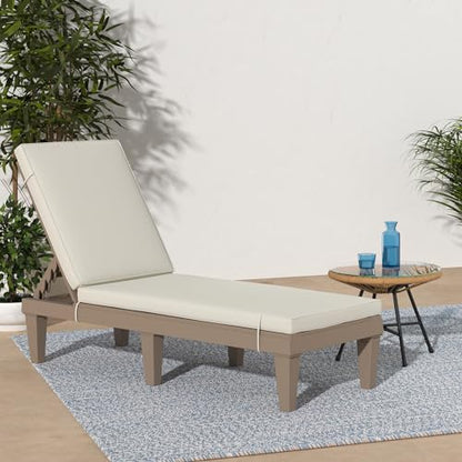 Best Choice Products Outdoor Lounge Chair, Resin Patio Chaise Lounger for Poolside, Backyard, Porch w/Seat Cushion, Adjustable Backrest, 5 Positions, 330lb Capacity - Brown/Ivory
