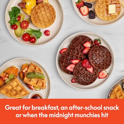 bella Snack-n-Store Mini Waffle Maker, EverGood™ Ceramic Nonstick Coating, Cord Wrap, Ready Indicator Light & Cool Touch Handles, Stackable Design & Customizable Plates, 350 Watt, Oatmilk