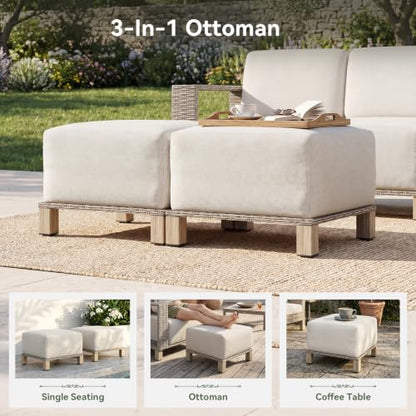 Aoxun Patio Furniture Set with 10'' Thick Cushions (9 Piece, Gray/Beige)