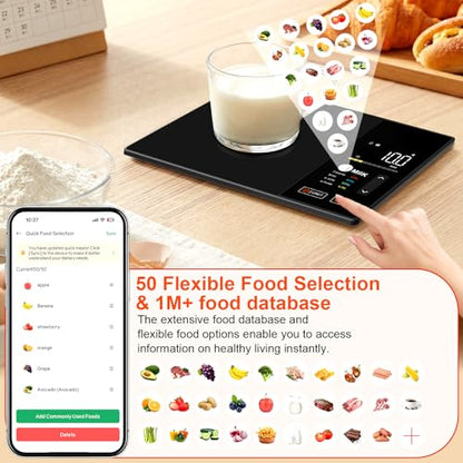 Smart Kitchen Food Scale with Nutritional Calculator, Calories, Fat, Carbs & Protein Tracker, Digital Kitchen Scale for 9999+ Foods, Healthy Diet, Food Preload, Personal Goals, Free App, 11 lb-01
