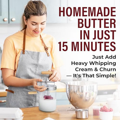 Dazey Butter Churner - Butter Crock, Cheese Cloth, Paddles, Recipe Book INCLUDED- Hand Crank Churn Manual Butter Maker- Create Delicious Homemade Butter With Your Own Dazey Churner
