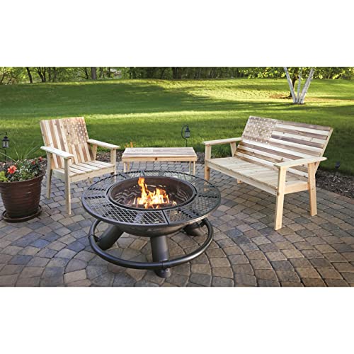 CASTLECREEK 47" Fire Pit BBQ Grill Outdoor Wood Burning Steel Log Firepit for Camping, Grilling, Smores, Yard, Cooking Outside, Barbecue, Bonfire Wilderness