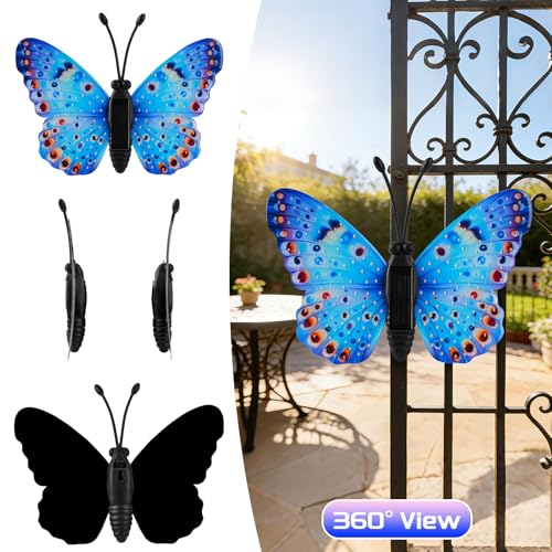 XMHBCSM Solar LED Butterfly Outdoor Wall Decor with Sparkling Light-Up Wings - Hanging Solar Lights for Garden, Yard, Patio, Balcony, Living Room, Bedroom