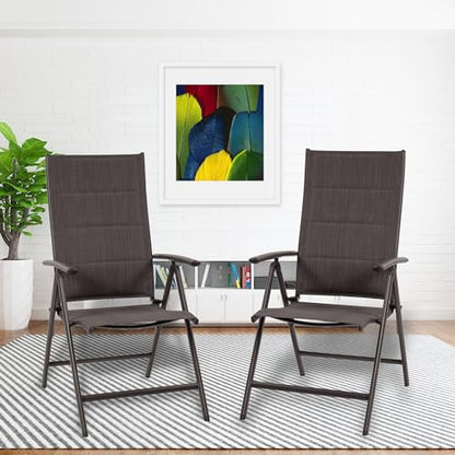 Kozyard 2-Piece Outdoor Patio Dining Chairs, Folding Reclining Patio Chairs