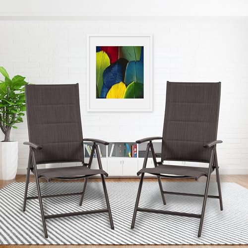 Kozyard 2-Piece Outdoor Patio Dining Chairs, Folding Reclining Patio Chairs
