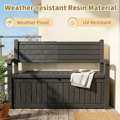 EFU Outdoor Storage Bench, Outdoor Bench with Storage, 80 Gallon Heavy-Duty&Waterproof Lockable Storage Bench Outdoor for Patio, Garden, Porch (Black)