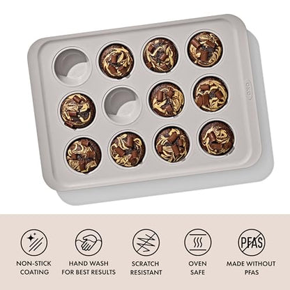 OXO Good Grips Non-Stick Pro Ceramic Coated Metal Bakeware 12 Cup Muffin Pan – Biscuit