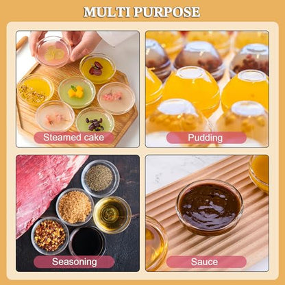 PARBEE 3" Clear Glass Pinch Bowls, 10 Pack 2.5oz Small Prep Dishes Stackable Ingredient Bowls for Spices Dipping Sauces Ice Cream Toppings, Dishwasher Microwave and Freezer Safe