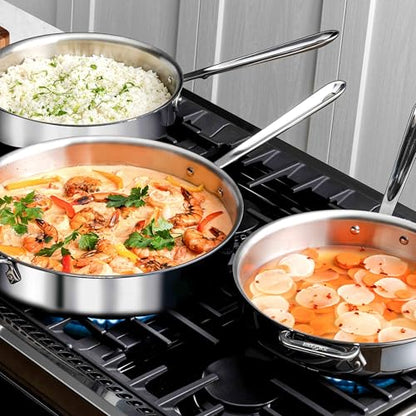 All-Clad D3® Stainless Steel 4 Quart Saute Pan With Lid- Made in the USA- The Original Bonded Professional Cookware- Oven Safe & Induction Compatible