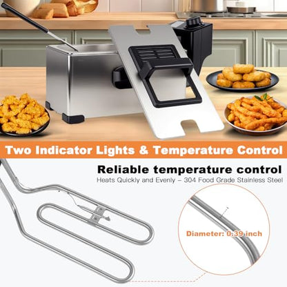 Electric Deep Fryer with Basket, 2500W 304 Stainless Steel Deep Fryer, 3.2 Qt (3.0L) Adjustable Temperature Electric Fryer for Home, Party & Holiday Cooking