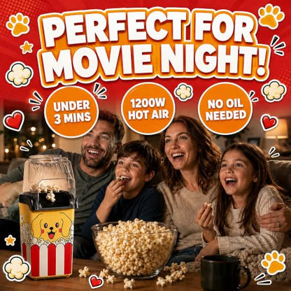 Pupcorn Popcorn Machine – Cute Puppy Air Popper Popcorn Maker, Oil-Free