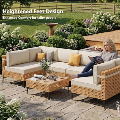 ABCASA 5-Pieces Patio Furniture Set with Non-Slip Cushions & Coffee Table